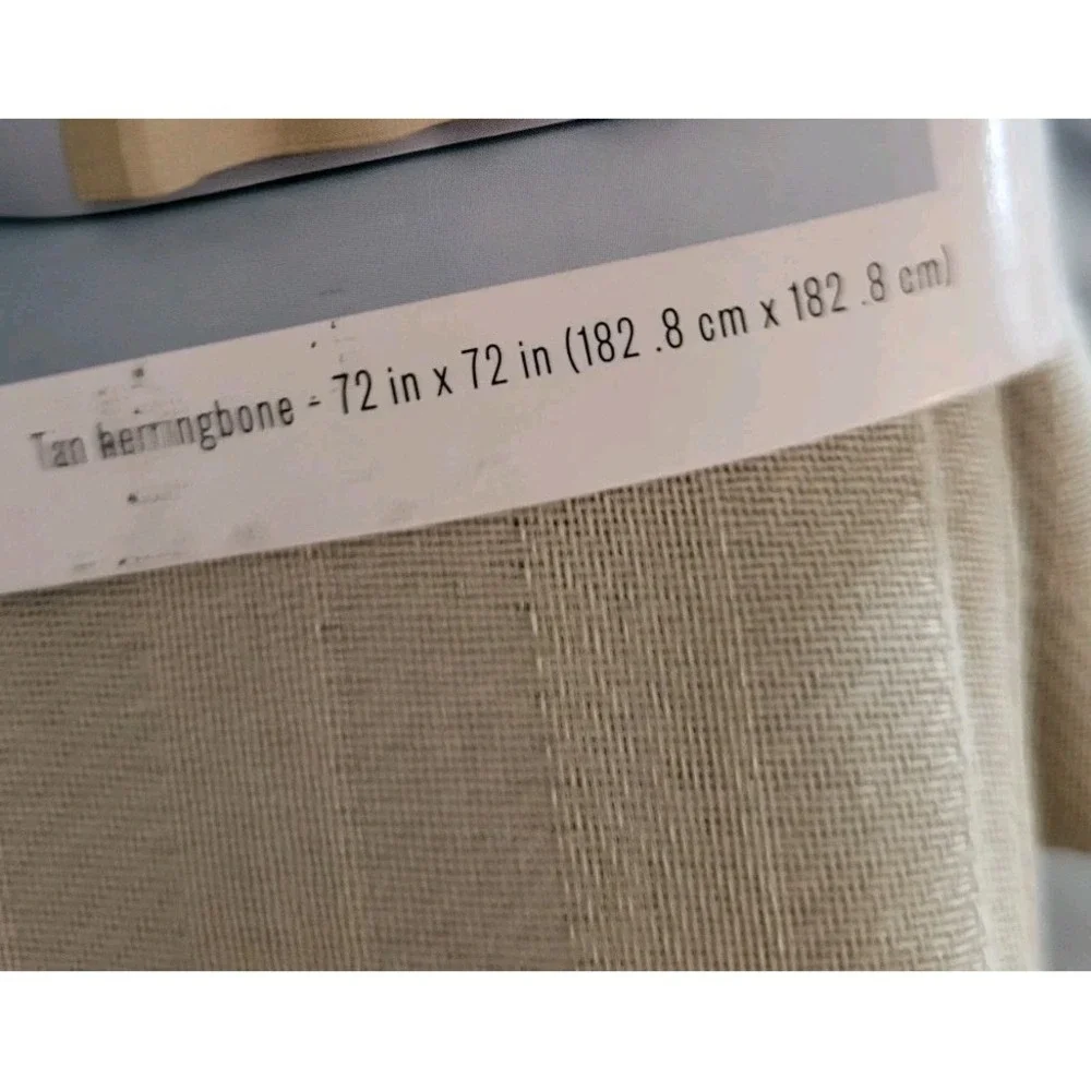 New Room Essentials Tan Herringbone Fabric Shower Curtain 72x72